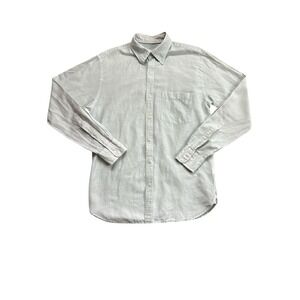 Peter Millar Shirt Mens Medium Light Green Button Down Linen Silk Long Sleeve‎